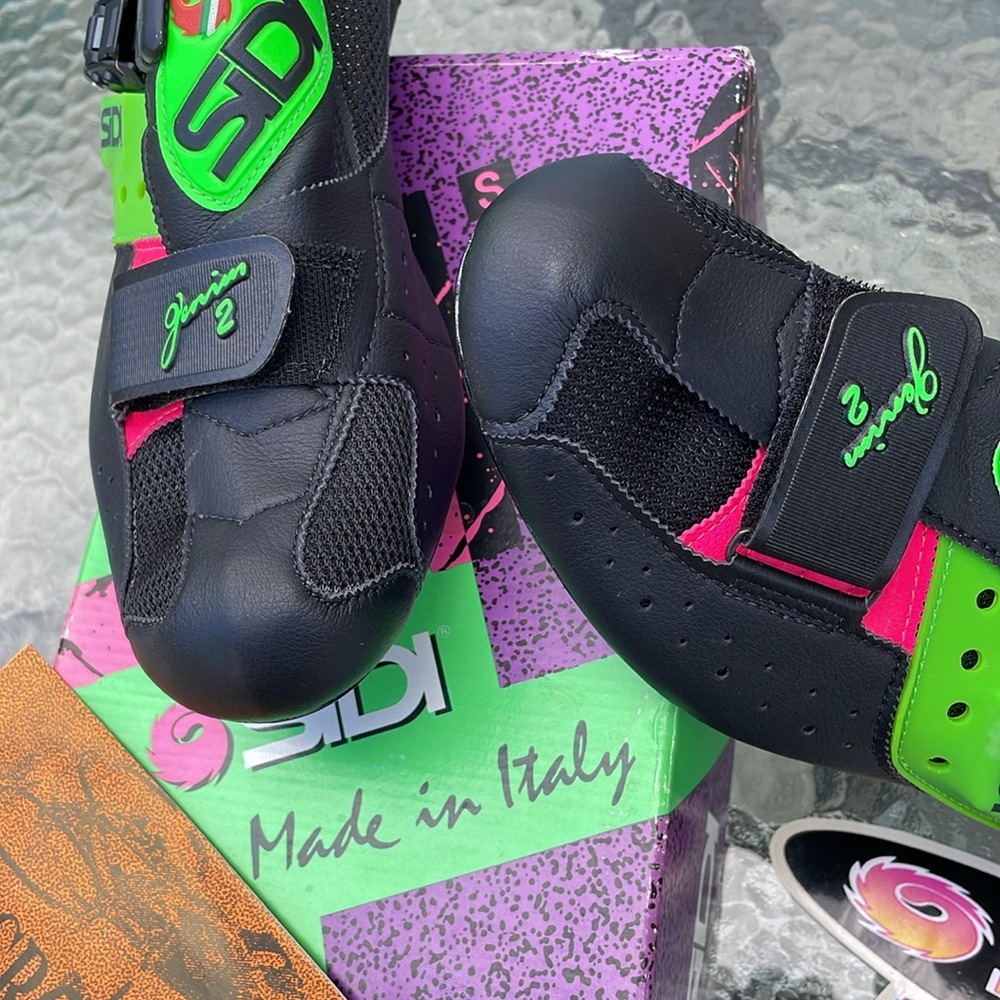Sidi Scarpe Genius 2 NEW Vintage 1992 Nero Verde EU 44 US 10 Road Cycling Shoes